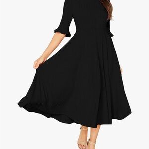 Amazon Elegant Black Long Sleeve Dress with Bell Sleeves